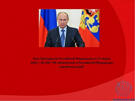 Указ Президента Российской Федерации от 25 марта 2020 г. № 206 “Об объявлении в Российской Федерации нерабочих дней”