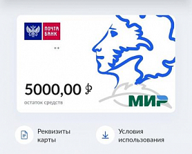 Владельцам "Пушкинских карт" перечислят по 5 тысяч рублей